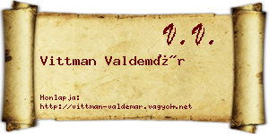 Vittman Valdemár névjegykártya